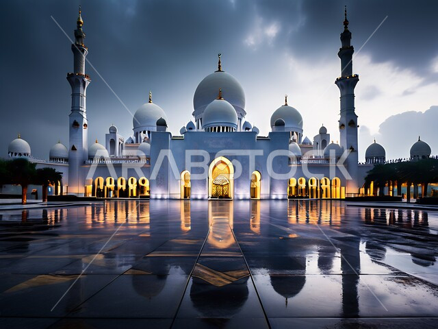 مسجد الشيخ زايد الكبير في إمارة أبو ظبي، الطراز الإسلامي الحديث لمساجد دولة الإمارات العربية المتحدة، أماكن العبادة والتقرب إلى الله تعالى، معالم إسلامية دينية مشهورة، الفن الهندسي المعماري في بناء القبب والمآذن البيضاء