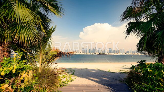 الاهتمام في زراعة أشجار النخيل والاعتناء بها على ساحل الخليج العربي، التطور والتقدم العمراني للمباني والمنشآت السياحية في مدينة دبي، الفن الهندسي المعماري للأبراج وناطحات السحاب في الامارات العربية المتحدة، الأماكن والمعالم السياحية المشهورة