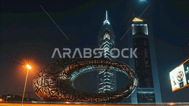Modern architectural design, Emirati future vision, Museum of the Future in Dubai, United Arab Emirates, famous landmarks and tourist places, high-rise towers and skyscrapers