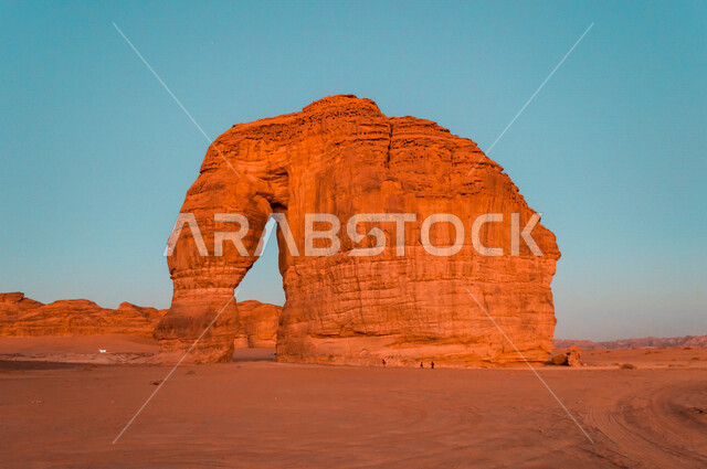 The beauty of the natural rock formations in Al-Ula, Saudi Arabia, the Elephant Rock in Al-Ula, the ancient civilization, archaeological tourist attractions in Saudi Arabia