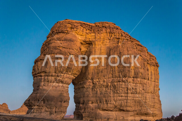 The beauty of the natural rock formations in Al-Ula, Saudi Arabia, the Elephant Rock in Al-Ula, the ancient civilization, archaeological tourist attractions in Saudi Arabia