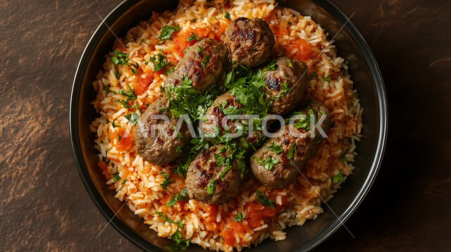 مطاعم للمأكولات العربية الشرقية, اسياخ اللحم المشوية  مع الأرز، أطعمة وأغذية صحية, وجبات اللحم الضأن الشهية الساخنة، فنون التقديم في مطابخ المملكة العربية السعودية