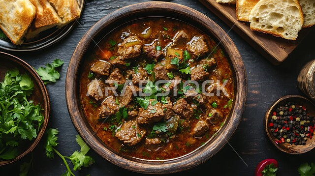 طبق من يخنة لحم البقر الشهي والخضروات, وصفات اللحومات المشوية بالنكهات المتميزة، مطاعم للمأكولات الشرقية في المملكة العربية السعودية، الوجبات الصحية والمغذية، الاستمتاع بتحضير أطباق لذيذة