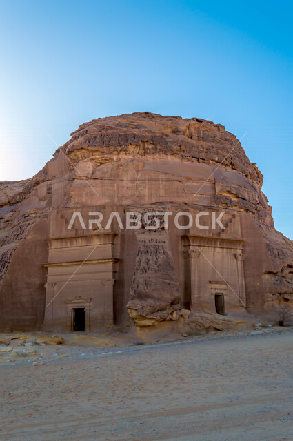 The historical beauty of Madain Saleh in Al-Ula, Saudi Arabia, the ancient Arab civilization, the beauty of the rock formations, historical and tourist attractions in Saudi Arabia, tourism in Saudi Arabia