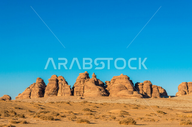 The historical beauty of Madain Saleh in Al-Ula, Saudi Arabia, the ancient Arab civilization, the beauty of the rock formations, historical and tourist attractions in Saudi Arabia, tourism in Saudi Arabia