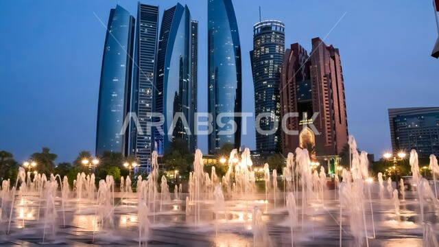 الفن الهندسي المعماري لأبراج الاتحاد والمباني وناطحات السحاب في إمارة ابوظبي في النهار, أماكن ومعالم السياحه المشهورة في دولة الإمارات العربيه المتحده، النمو والتطور العمراني، جذب السياح من شتى أنحاء العالم