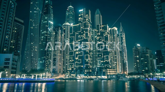 النمو والتطور العمراني في دبي, الواجهة السياحية في الامارات العربية المتحدة, الفن الهندسي المعماري على الطراز الحديث للأبراج وناطحات السحاب المضيئة ليلا, جذب واستقطاب السياح من انحاء العالم