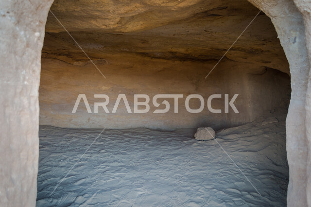 The historical beauty of Madain Saleh in Al-Ula, Saudi Arabia, the ancient Arab civilization, the natural beauty of the rock formations, the beauty of desert nature, historical archaeological landmarks, tourism in Saudi Arabia