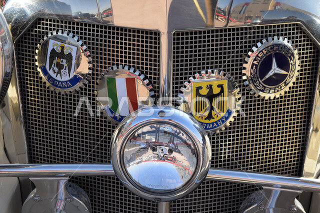 Close-up of a classic car brand participating in the UAE National Day celebrations, Bawadi Mall, UAE events