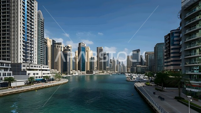 الواجهة البحرية على ساحل الخليج العربي، الفن الهندسي المعماري للمباني المطلة على المرفأ، مناطق جذب السياح من شتى أنحاء العالم، أماكن دبي السياحية المشهورة، النمو والتوسع العمراني للأبراج وناطحات السحاب في الإمارات العربية المتحدة