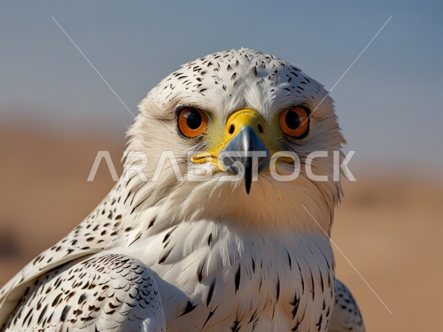 الفخر بالتراث السعودي العريق، وجه طائر الصقر في إحدى المحميات الطبيعية، حدة البصر و رمز القوة والتحدي، تدريب وترويض الطيور الجارحة والمفترسة، إقامة نادي الصقور في موسم الصيد السنوي في المملكة العربية السعودية