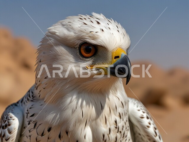 الفخر بالتراث السعودي العريق، وجه طائر الصقر في إحدى المحميات الطبيعية، حدة البصر و رمز القوة والتحدي، تدريب وترويض الطيور الجارحة والمفترسة، إقامة نادي الصقور في موسم الصيد السنوي في المملكة العربية السعودية