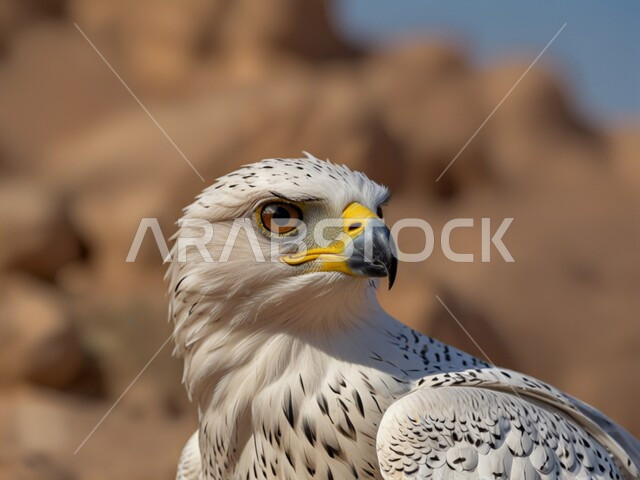 الفخر بالتراث السعودي العريق، وجه طائر الصقر في إحدى المحميات الطبيعية، حدة البصر و رمز القوة والتحدي، تدريب وترويض الطيور الجارحة والمفترسة، إقامة نادي الصقور في موسم الصيد السنوي في المملكة العربية السعودية