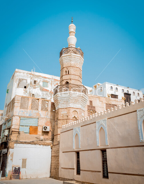 The historical city of Jeddah with an ancient Arab and Islamic architectural design, the historical country in the city of Jeddah, attractive tourist places in the Kingdom of Saudi Arabia