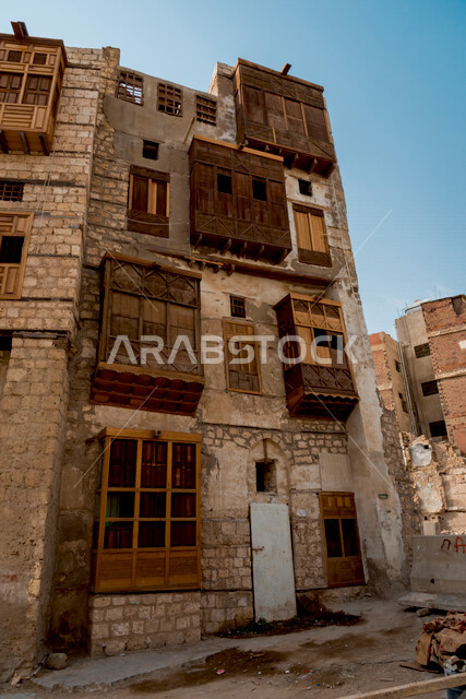 The historical city of Jeddah with an ancient Arab and Islamic architectural design, the historical country in the city of Jeddah, attractive tourist places in the Kingdom of Saudi Arabia