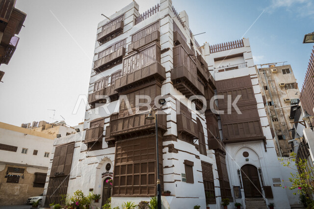 The historical city of Jeddah with an ancient Arab and Islamic architectural design, the historical country in the city of Jeddah, attractive tourist places in the Kingdom of Saudi Arabia