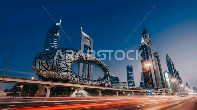 متحف المستقبل في إمارة دبي، رؤيه مستقبليه إماراتية، معالم وأماكن سياحية مشهورة في الإمارات العربيه المتحده، الفن الهندسي المعماري للمتاحف والمباني على الطراز الحديث، التصاميم والديكورات المتميزة