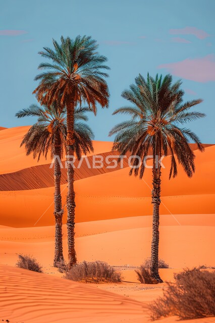 Interest in agriculture and afforestation, local national crops and products, a nature reserve in the desert nature for growing palm trees, farms and agricultural lands in the Kingdom of Saudi Arabia