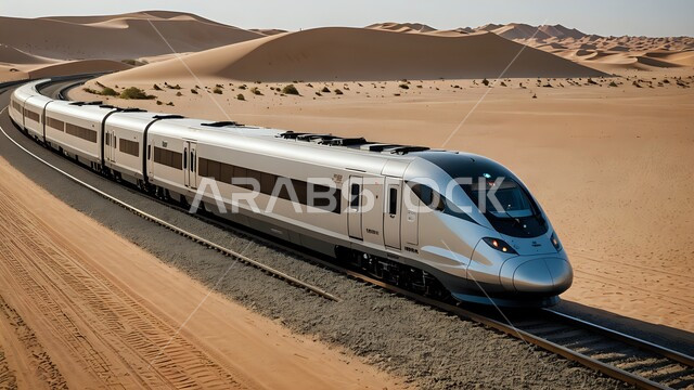 وسائل النقل والمواصلات المتطورة في المملكة العربية السعودية, قطار فائق السرعة يسافر عبر الصحراء, أماكن ومعالم سياحية مشهورة, الفن الهندسي الحديث للقطارات والسكك الحديدية بين الرمال الذهبية، تقليل الوقت والمسافات بين المناطق البعيدة، التلال الرملية الذهبية الناعمة