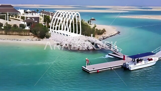 Summer recreational activities, an aerial photo of Ramhan Island in the ...
