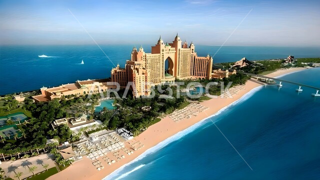 الفن الهندسي المعماري لتصميم منتجع اتلانتس في دولة الامارات العربية المتحدة، الفنادق والمنتجعات السياحية الفاخرة في مدينة دبي على ساحل الخليج العربي، اماكن ومعالم جذب سياحي مشهورة