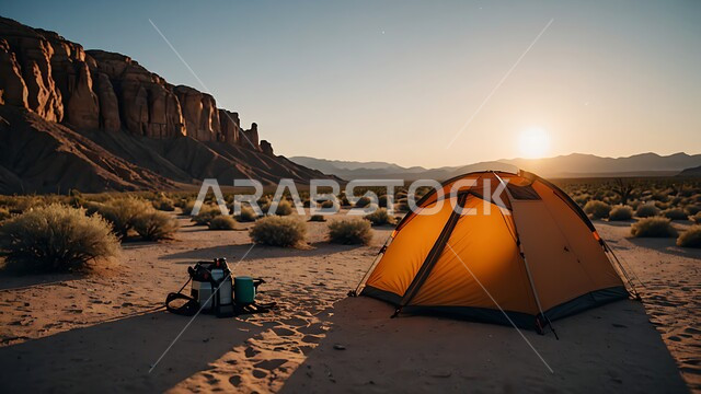  مناطق الرحلات والمغامرات السياحية على الرمال الناعمة, الاستمتاع بكشتات البر الشبابية, التخييم في المناطق الصحراوية في المملكة العربية السعودية, خيمة شعبية وسط الصحراء