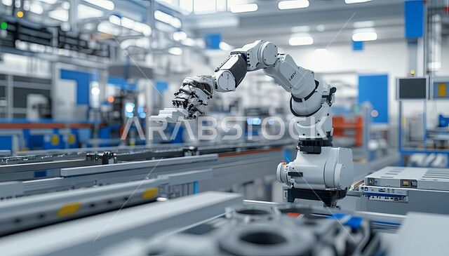 تحسين الانتاج باستخدام الالات والمعدات الذكية, الاعتماد على التشغيل الآلي في معامل المملكة, دمج التقنية الحديثة والتكنولوجيا في عمل المصانع والشركات الصناعية السعودية, رؤية سعودية مستقبلية 2030، تحقيق الثورة الصناعية، أذرع الروبوتات تتحكم بسير الخطوط المنتجة