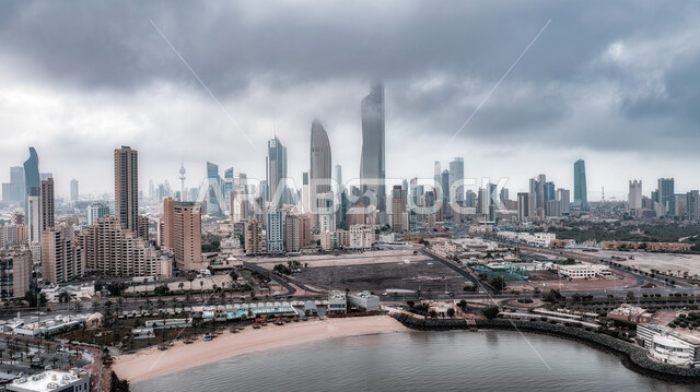 الفن الهندسي المعماري لمركز الحمراء التجاري في مدينة الكويت, الأبراج وناطحات السحاب في النهار, التطور والتقدم العمراني الكويتي, معالم سياحية مشهورة, مقصد الزوار من شتى انحاء العالم