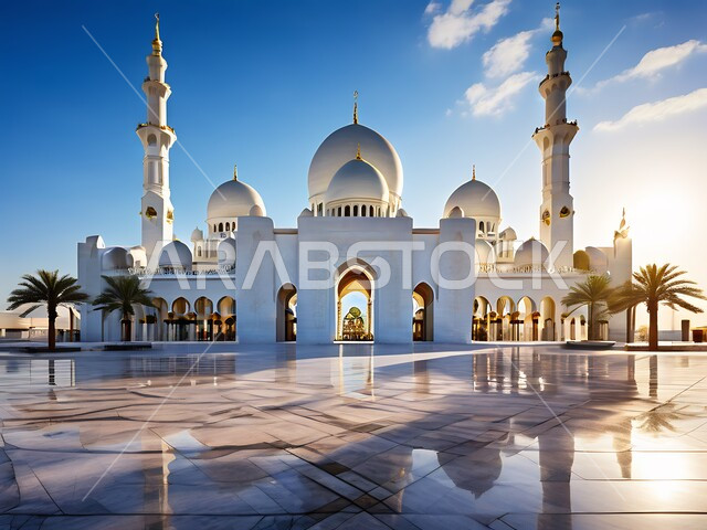 إسلاميات وروحانيات وطمأنينة, النقوش والزخارف للاعمدة والاقواس على الطراز الاسلامي, نداء المسلمين لأداء الفرائض والصلوات، الفن الهندسي المعماري لقبب ومآذن المساجد الاسلامية, أماكن العبادة والتقرب إلى الله تعالى