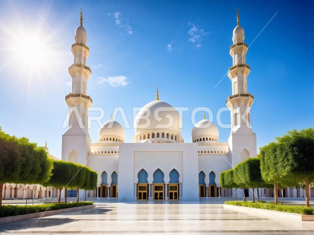 الفن الهندسي المعماري لقبب ومآذن المساجد الاسلامية, أماكن العبادة والتقرب إلى الله تعالى, نداء المسلمين لأداء الفرائض والصلوات، إسلاميات وروحانيات وطمأنينة, النقوش والزخارف للاعمدة والاقواس على الطراز الاسلامي