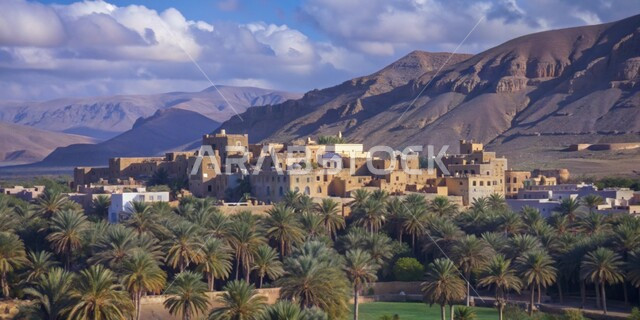 Traditional houses and buildings, interest in palm tree cultivation, oases and nature reserves, agricultural crops and products, mountain ranges and heights, historical landmarks and places