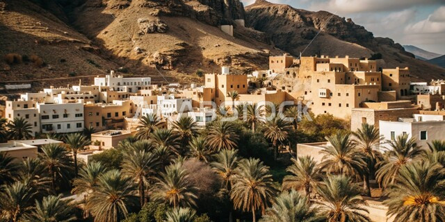 Traditional houses and buildings, interest in palm tree cultivation, oases and nature reserves, agricultural crops and products, mountain ranges and heights, historical landmarks and places