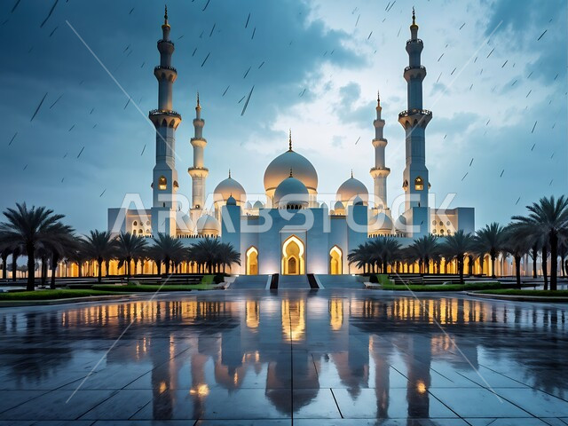 نداء المسلمين لأداء الفرائض والصلوات، إسلاميات وروحانيات وطمأنينة, الفن الهندسي المعماري لقبب ومآذن المساجد الاسلامية, أماكن العبادة والتقرب إلى الله تعالى, النقوش والزخارف للاعمدة والاقواس على الطراز الاسلامي