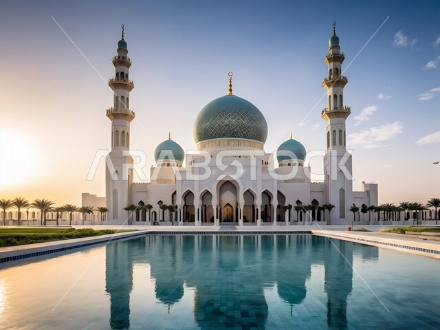 أماكن العبادة والتقرب إلى الله تعالى, نداء المسلمين لأداء الفرائض والصلوات، إسلاميات وروحانيات وطمأنينة, الفن الهندسي المعماري لقبب ومآذن المساجد الاسلامية, النقوش والزخارف للاعمدة والاقواس على الطراز الاسلامي