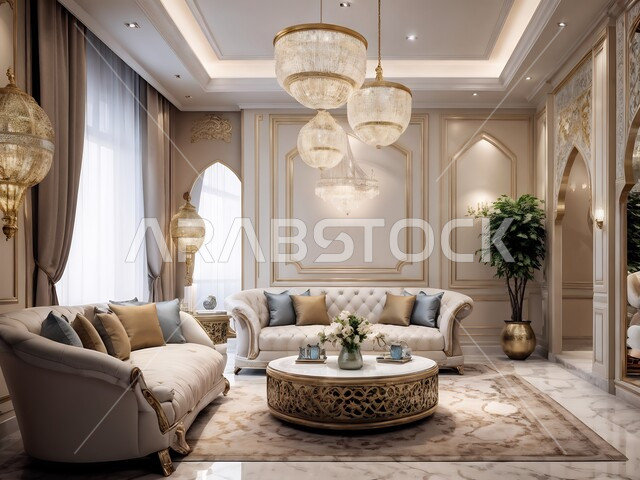 الاهتمام بزينة النباتات الخضراء, الاكسسوارات والتحف العصرية, التصاميم الأنيقة لغرفة الجلوس على الطراز الحديث، الديكورات الداخلية للفلل والشقق السكنية في المملكة العربية السعودية، غرف معيشية وأثاث منزلي فاخر