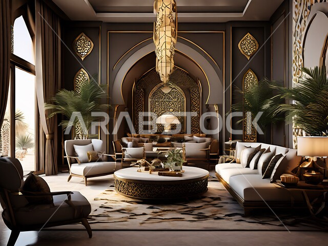 Interest in green plant decoration, modern accessories and antiques, elegant designs for the living room in a modern style, interior decorations for villas and residential apartments in the Kingdom of Saudi Arabia, living rooms and luxury home furniture