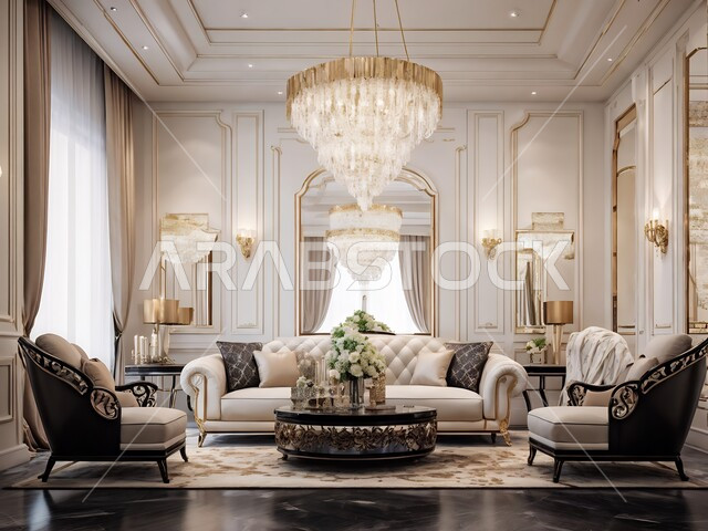 التحف العصرية والاكسسوارات, أثاث منزلي فاخر بديكور داخلي لغرف معيشية, الفلل والشقق السكنية في المملكة العربية السعودية, التصاميم الأنيقة لغرفة الجلوس على الطراز الحديث