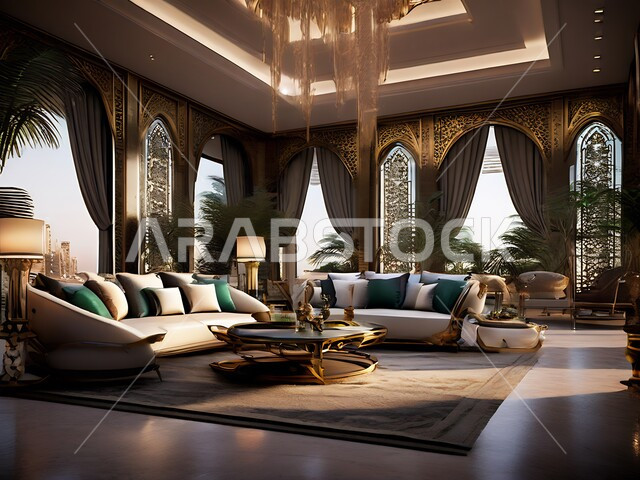 التصاميم الأنيقة لغرفة الجلوس على الطراز الحديث، الديكورات الداخلية للفلل والشقق السكنية في المملكة العربية السعودية، غرف معيشية وأثاث منزلي فاخر، الاكسسوارات والتحف العصرية, الاهتمام بزينة النباتات الخضراء