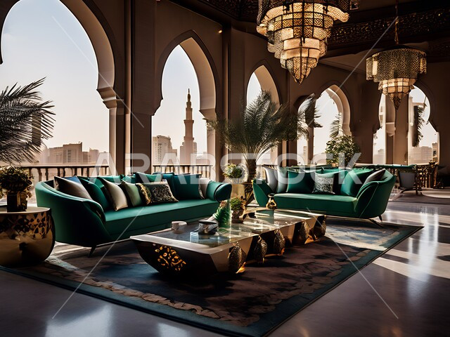 الاهتمام بزينة النباتات الخضراء, الاكسسوارات والتحف العصرية, التصاميم الأنيقة لغرفة الجلوس على الطراز الحديث، الديكورات الداخلية للفلل والشقق السكنية في المملكة العربية السعودية، غرف معيشية وأثاث منزلي فاخر