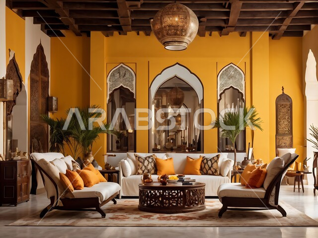 الاهتمام بزينة النباتات الخضراء, الاكسسوارات والتحف العصرية, التصاميم الأنيقة لغرفة الجلوس على الطراز الحديث، الديكورات الداخلية للفلل والشقق السكنية في المملكة العربية السعودية، غرف معيشية وأثاث منزلي فاخر