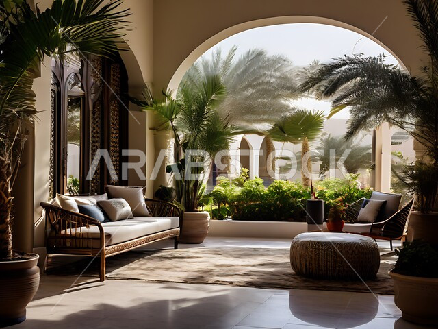 الاكسسوارات والتحف العصرية, التصاميم الأنيقة لغرفة الجلوس على الطراز الحديث، الديكورات الداخلية للفلل والشقق السكنية في المملكة العربية السعودية، غرف معيشية وأثاث منزلي فاخر، الاهتمام بزينة النباتات الخضراء