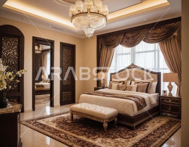 Modern luxury home furniture, distinctive interior decorations in modern style, comfortable residential apartments and villas, places for relaxation and comfort, quality modern and luxurious designs, bedroom in calm colors
