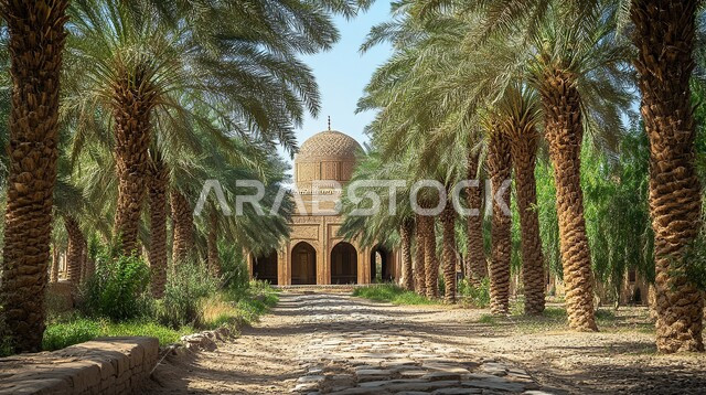 مساجد بتصاميم تقليدية قديمة، أماكن دعوة ونداء المسلمين للصلاة، أداء الطاعات والعبادات والتقرب الى الله تعالى، الفن الهندسي المعماري في بناء مسجد عريق على الطراز العربي الإسلامي، الاهتمام بالتشجير وزراعة أشجار النخيل حول دور العبادة