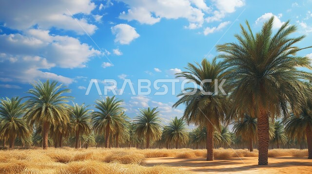  مزارع إنتاج التمور الفاخرة، حقول أشجار النخيل المثمرة في المملكة العربية السعودية، محاصيل ومنتجات وطنية محلية، الأراضي الزراعية و المحميات الطبيعية الخصبة، الاهتمام بالتشجير والزراعة، الرمال الذهبية الناعمة