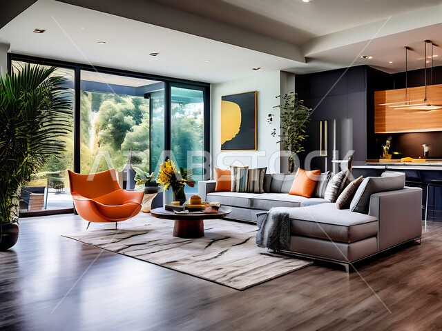 فلل وشقق سكنية في المملكة العربية السعودية, التصميم العصري الراقي الأنيق, التصاميم الداخلية لغرف الجلوس على الطراز الحديث, غرفة معيشة مع أثاث منزلي فاخر, الديكورات الداخلية الراقية