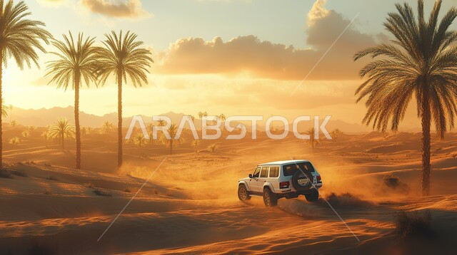 التشكيلات والتكوينات الصخرية، وسائل النقل والمواصلات، الكثبان الرملية الناعمة والتلال، استخدام المركبات الحديثة في التنقلات البرية السريعة، الطبيعة الصحراوية في المملكة العربية السعودية، سيارات الدفع الرباعي وسط الصحراء، مغامرات ورحلات السفاري في الصحاري 