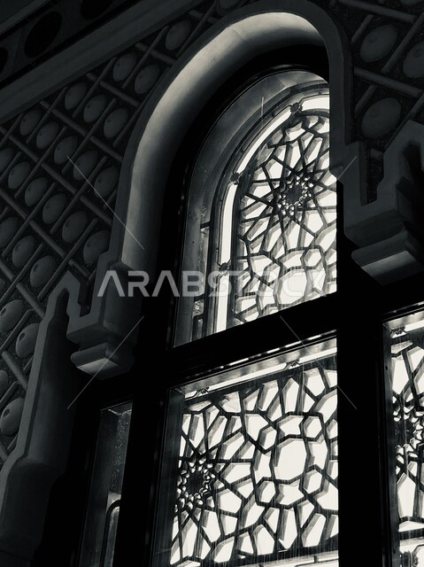 Islamic religious landmarks and places, Sa'i between Safa and Marwa, Islamic style architectural design of windows in Mas'a in Mecca, Saudi Arabia, performing Hajj and Umrah rituals, worship and getting closer to God