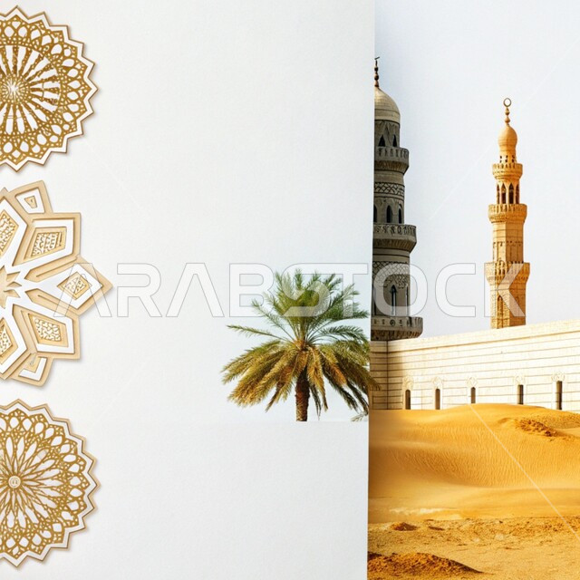 العبادة والتقرب الى الله في شهر رمضان المبارك، الاهتمام بزراعة اشجار النخيل، التصاميم والديكورات الخارجية الانيقة للمساجد  في المملكة العربية السعودية، الفن الهندسي المعماري على الطراز الاسلامي، النقوش والزخارف على الجدران الخارجية، اجواء رمضانية روحانية