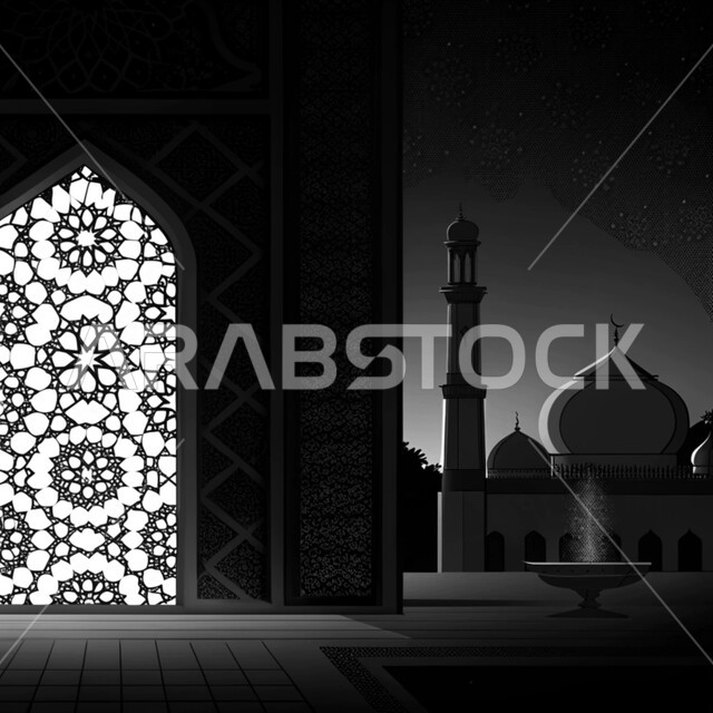 الفن الهندسي المعماري على الطراز الاسلامي، النقوش والزخارف على الجدران الخارجية، التصاميم والديكورات الخارجية الانيقة للمساجد بالابيض و الاسود في المملكة العربية السعودية، العبادة والتقرب الى الله في شهر رمضان المبارك، أجواء رمضانية روحانية