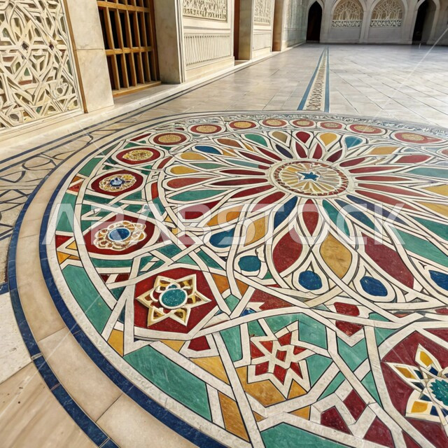 التصاميم والديكورات الخارجية الانيقة للمساجد في المملكة العربية السعودية، مفهوم العبادة والتقرب الى الله, الزخرفات الإسلامية التقليدية, النقوش والزخارف على الجدران الخارجية و الأرضيات للمسجد, الفن الهندسي المعماري على الطراز العربي الإسلامي